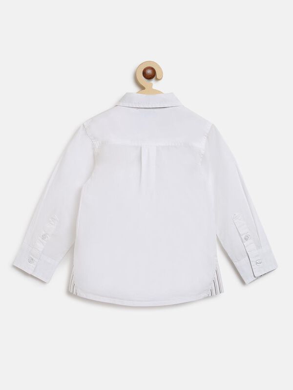 Long Sleeve Poplin Shirt - White , With Tie image number 1